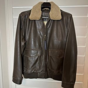 Premium Soft Lambskin Leather Bomber Jacket NWT Mens Medium